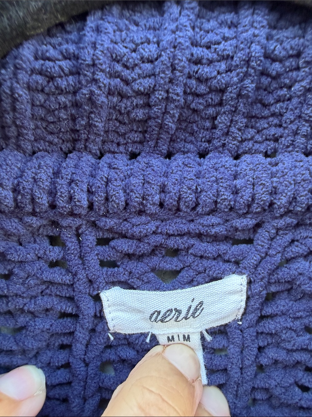 Aerie Navy Half-Zip Cable Knit Chunky Sweater Size: M - Picture 3 of 9